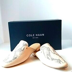 COLE HAAN MULE Slip On Cream Snakeskin THE GRAND Series Size 8 B